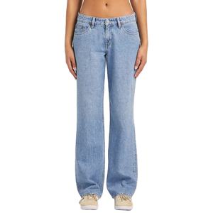 Jean en denim pour femme, taille basse, coupe droite, en coton, avec poches boutonnées, séchage rapide, écologique - Product Image 2