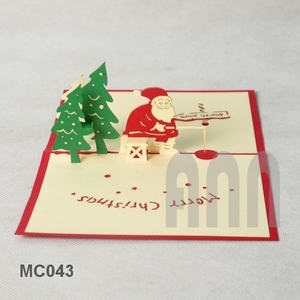 ANN HANDICRAFT Tarjetas de Felicitación Hechas a Mano en Vietnam, Diseño 3D Personalizado de Santa Pesca, Estilo Pop-Up, 4 Colores, Corte Láser, Acabado Mate y Barnizado - Product Image 1