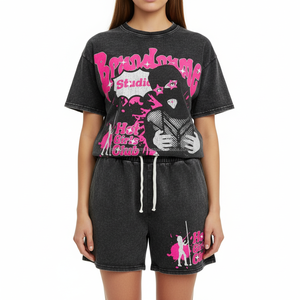 Conjunto Deportivo para Hombre, Camiseta y Pantalones Jogger, Algodón de Alta Calidad, Ecológico, Estampado Personalizado de Dibujos Animados, 220/240 GSM, Verano - Product Image 2