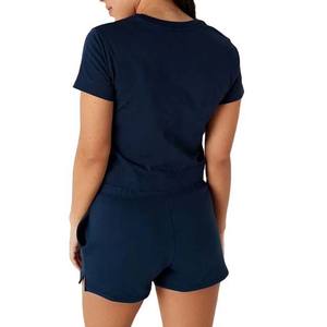 Style décontracté pour femmes léger séchage rapide respirant 100% coton été ensemble Logo personnalisé impression solide 2 pièces genou vêtements - Product Image 6