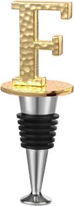 Tapón de botella de vino Prosecco con letra dorada F, accesorio reutilizable a prueba de fugas con regalo estándar para los amantes del vino - Product Image 6