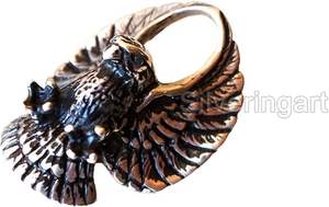 Bague pour homme, bague simple avec aigle et faucon, fabrication détaillée, bague de motard, bague de Noël, bijoux faits à la main, bague en argent massif 925 - Product Image 3