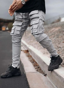 Pantalon cargo formel pour homme, nouvelle conception 2025, en laine, mi-lourd, respirant, coupe droite, taille mi-haute, fermeture à cordon, été - Product Image 6