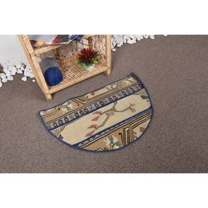 Rustic <b>Boho</b> Wool Patchwork <b>Rug</b> 2.5 X 1.5ft Beige Brown Rectangle Abstract Pattern for Living Room Handmade Latex Backed New - Product Image 2