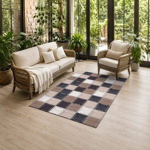 Tapis de salon multicolores neutres à motifs de designer, imprimés numériquement, lavables en machine, en chenille, antidérapants, vente en gros RUGS DEPOT LXDP-0907 - Product Image 6