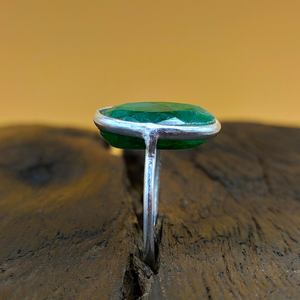 Bague en argent sterling 925, forme ovale émeraude, bague de fiançailles, bague de promesse de mariage, pierre de naissance de mai - Product Image 5