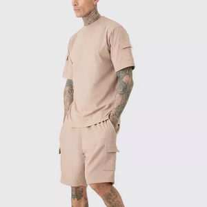 Conjunto doble de verano para hombre, camiseta con hombros descubiertos, camisa de manga corta, conjuntos para hombre, ropa de calle informal, conjuntos cortos de verano de 2 piezas para hombre - Product Image 1