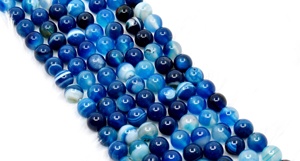 Cuentas de ágata azul de calidad súper premium con franjas, cuentas curativas azules de 8 mm en hebras para meditación, joyería y moda. - Product Image 2
