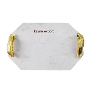 Bandeja para servir en restaurantes, accesorio de mármol brillante con manijas de Color dorado, forma cuadrada, el más vendido - Product Image 6