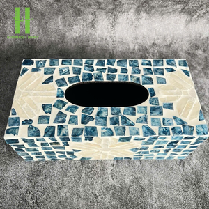 Boîte à mouchoirs en bois écologique de luxe avec porte-serviettes en coquillage fait à la main pour salon bureau bureau décor Carton Vietnam - Product Image 6