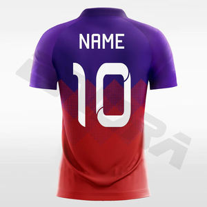 Maillot de football respirant en tissu léger aux couleurs mélangées rouge et violet, conçu pour le confort, séchage rapide, performance, vêtements d'entraînement - Product Image 2