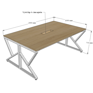 Modern 200x100cm MDF Conference <b>Table</b> with Adjustable Iron Legs for <b>Office</b> & Hotel Use - Product Image 6