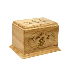 Urne funéraire en bois élégante et personnalisée gravée pour vélo, fournitures funéraires en bois pour cendres humaines - Product Image 5