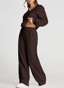 Conjunto Deportivo Informal Estampado Ligero para Mujer, Conjunto de Invierno de Dos Piezas, 100% Algodón - Product Image 4