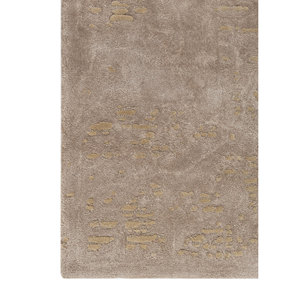 Tapis en laine et viscose tufté à la main blanc et or, motif abstrait rayé, pour usage domestique - TOD-45028, tapis de chambre pour salon et couloir - Product Image 4