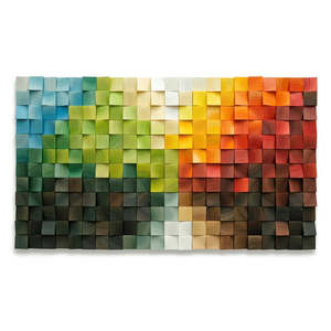 Harmonie saisonnière Décoration murale mosaïque en bois Accent élégant pour la maison ou le bureau - Product Image 1