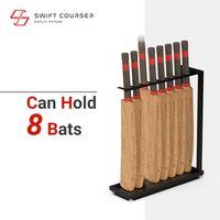 Support de présentation sur pied en métal thermolaqué noir/blanc pour rangement de battes de cricket et de baseball, montage facile