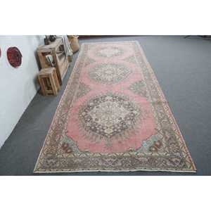4.7x13 ft Vintage Rug, Turkish <b>Runner</b> Rug, <b>Red</b> Blue Animal Print Rug - Product Image 1