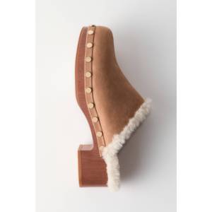 Sabots en peau de mouton à bout ouvert avec doublure chaude en EVA, style Mary Jane à enfiler, semelle intérieure antidérapante et amortissante, caractéristiques douces, respirantes et légères - Product Image 1