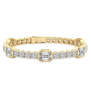 Bracelet tennis en or massif 14K avec diamants de laboratoire ronds émeraude polis, 3 carats, couleur F-G, clarté VS, 73 diamants, coupe mixte élégante - Product Image 2