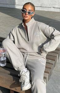 Ensemble de survêtement long à fermeture éclair en deux pièces pour femmes, uni, brodé, pour l'hiver - Product Image 6