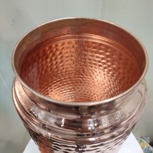 Pot distributeur d'eau en cuivre pur 100% martelé à la main, récipient en cuivre lourd martelé avec 1 verre en cuivre - Product Image 2