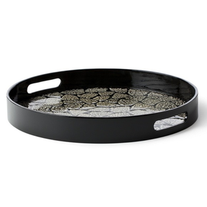 High Quality Best Selling Eggshell Inlay Round <b>Tray</b> with Handle Handcrafted Serving <b>Tray</b> Kitchen Wares Wholesale From Vietnam - Product Image 2