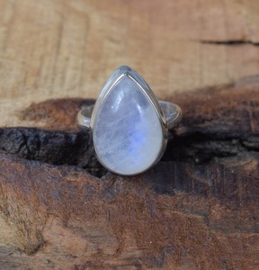 Anillo giratorio de piedras preciosas de piedra lunar, anillo hecho a mano de Plata de Ley 925, regalo de Navidad, anillo de regalo de boda de plata de ley de Fuego Azul - Product Image 3