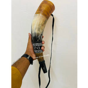 Corne de combat artisanale au toucher naturel de style viking, son de corne de bœuf premium, fabriquée par HANNAN HANDICRAFT - Product Image 3