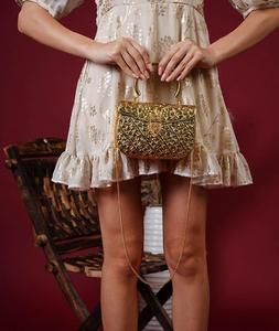 Handmade Indian Ladies <b>Silver</b> Gold Metal <b>Clutch</b> Bag Beautiful Brass Bag - Product Image 5