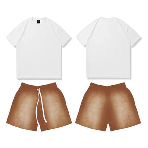 Ensemble 2 pièces d'été en coton décontracté pour hommes unisexe T-shirt et short en coton respirant et lavé Style Streetwear - Product Image 4