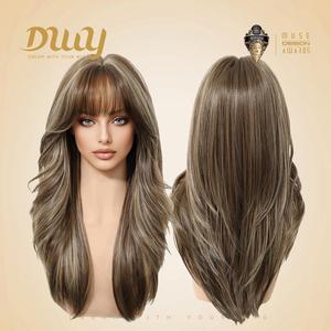 Précommande Perruque Synthétique Kimi C-DWY 22 Pouces Longue Ondulée Brun Clair Sans Colle, Dessus en Soie Bionique, Dentelle Transparente, Nouvelle Technologie! - Product Image 3