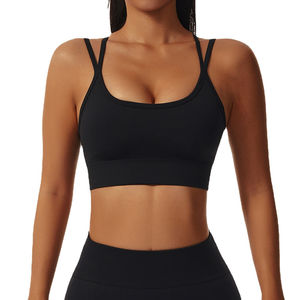 Soutiens-gorge de sport courts à maintien élevé et légers pour femmes, bretelles rembourrées, simples, sans couture, en spandex/nylon pour le yoga et l'entraînement - Product Image 6