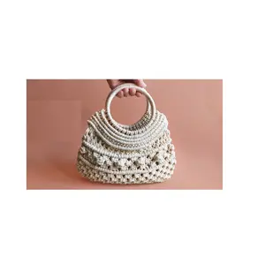 Unique Design Hand Purses Handmade Rope Straw Women Hand Bags Vintage Crochet Macrame Beach Bags Macrame Purses and Handbags