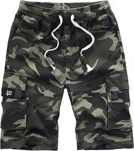 กางเกงขาสั้นคาร์โก้ผ้าฝ้ายลำลองสำหรับผู้ชายใส่ในฤดูร้อนเอวยางยืดกางเกงทำงานตัวใหญ่ทรงสูงแบบผูกเชือกผ่อนคลายเป็นมิตรกับสิ่งแวดล้อม - Product Image 6