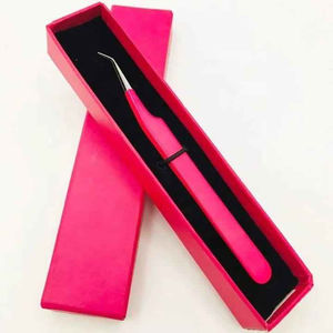 Ensemble de pinces à cils professionnelles en acier inoxydable avec revêtement en poudre rougeâtre, anti-magnétiques, pointe lisse, longueur 10 mm, comprend 45 - Product Image 4