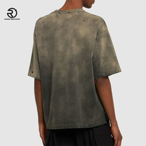 เสื้อยืดโอเวอร์ไซส์สำหรับผู้ชายเสื้อยืดโอเวอร์ไซส์ผ้าฝ้าย100% เฮฟวี่เวทเสื้อยืดซักลายกรดสะพายไหล่ตกแบบสั่งทำ - Product Image 2