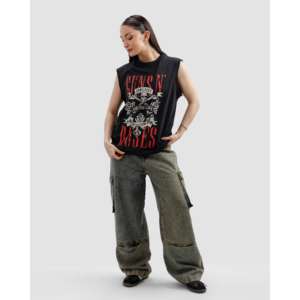 เสื้อยืดแขนกุดลาย Washed Gun & Roses ผ้าเจอร์ซีย์คอตตอน 100% - Product Image 4