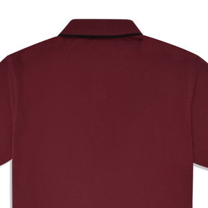 100% algodón de alta calidad ecológico hombres Casual patrón sólido granate liso teñido Piqué para diseño de camisa Polo - Product Image 5