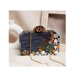 Bolso de mano de resina de lujo, monederos de noche para mujer, bolso con purpurina para boda, fiesta, graduación - Product Image 1