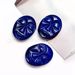 Lapis Lazuli Face Shape Gemstone Loose Hand Carved Beads Cute Moon Face Briolette 20mm For Girl, Women From Manufacturer