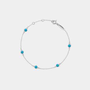 Turquoise Cabochon <b>Bracelet</b> 925 Sterling Silver 14K <b>Gold</b> Plated Turquoise <b>Charm</b> Stacking Friendship Jewelry Gift - Product Image 3