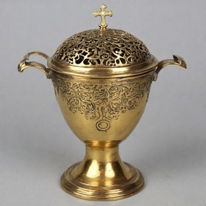 Soporte de incienso de Llama Eterna, incensario colgante de latón, quemador de incienso de Iglesia Vintage para ambiente ceremonial y espiritual - Product Image 1