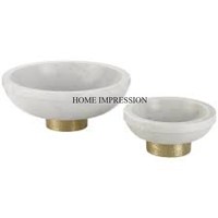 Lot de 2 bols design uniques en marbre noir et blanc poli, écologiques, plaqués or, texture martelée, vente en gros
