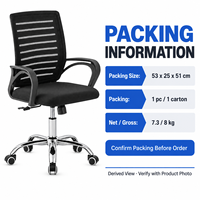 Chaise de bureau moderne noire en maille avec accoudoirs en boucle, base chromée et roulettes pour bureaux informatiques, bureaux à domicile et salles de réunion