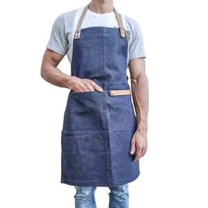 Tablier en denim utilisable dans la cuisine le mieux ajusté à la mode Tablier en denim sur mesure de vente chaude - Product Image 2