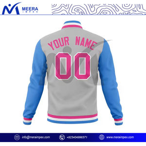 OEM Personalizar Multi Color Chaqueta de béisbol de los hombres de alta calidad de tela transpirable Regular Fit Rib Neck Varsity Jacket para los hombres - Product Image 4