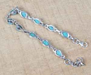 Blue Turquoise <b>Sterling</b> <b>Silver</b> <b>Bracelet</b> Pear Gemstone Adjustable <b>Bracelet</b> Handmade Jewelry - Product Image 6