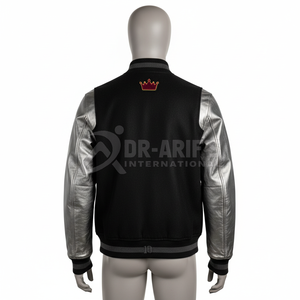 Urban League Varsity Jacket <b>Men</b> <b>Black</b> Silver PU Leather Sleeves Embroidered Letter A 10 Preppy Style Autumn Wear - Product Image 6