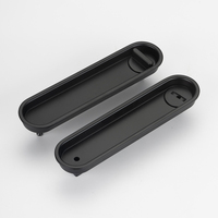 Poignée de porte coulissante ovale en alliage de zinc noir mat, avec loquet encastré pour chambre à coucher et salle de bain